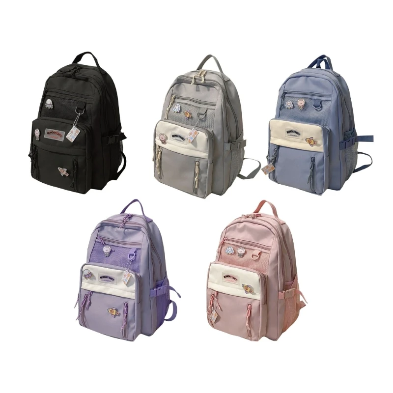 

Y1UB Fashion Women School Backpack Travel Rucksack for Teen Girls Student Bookbags with Plush Pendant College School Bag