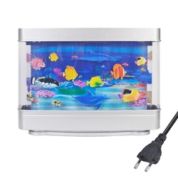 Mini Ornamental Fish Aquarium Light Whale Fish Tank Home Decoration Sea view Fsh Light Creative Desktop Aquarium Table Lamp