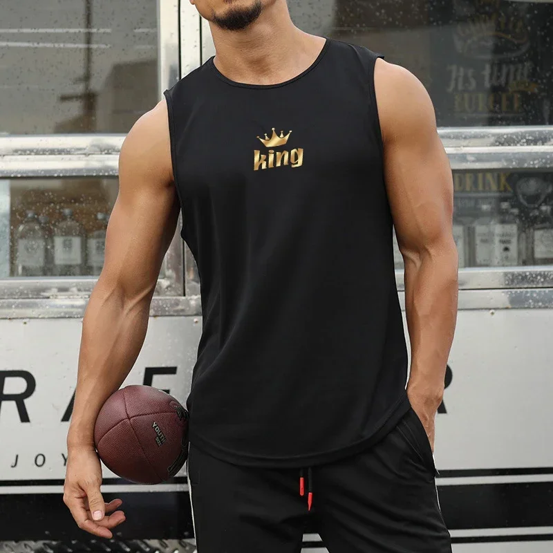 High Quality Vest Men's Sleeveless T-shirt Design Leisure Short Sleeve Man O-neck Tank Top Summer Breathable Sportwear