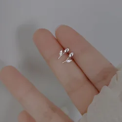 Tibetan Silver Minimalist Zircon Flower Tulip Stud Earrings for Women Girls Student Piercing Earrings 2022 New Accessories Gifts