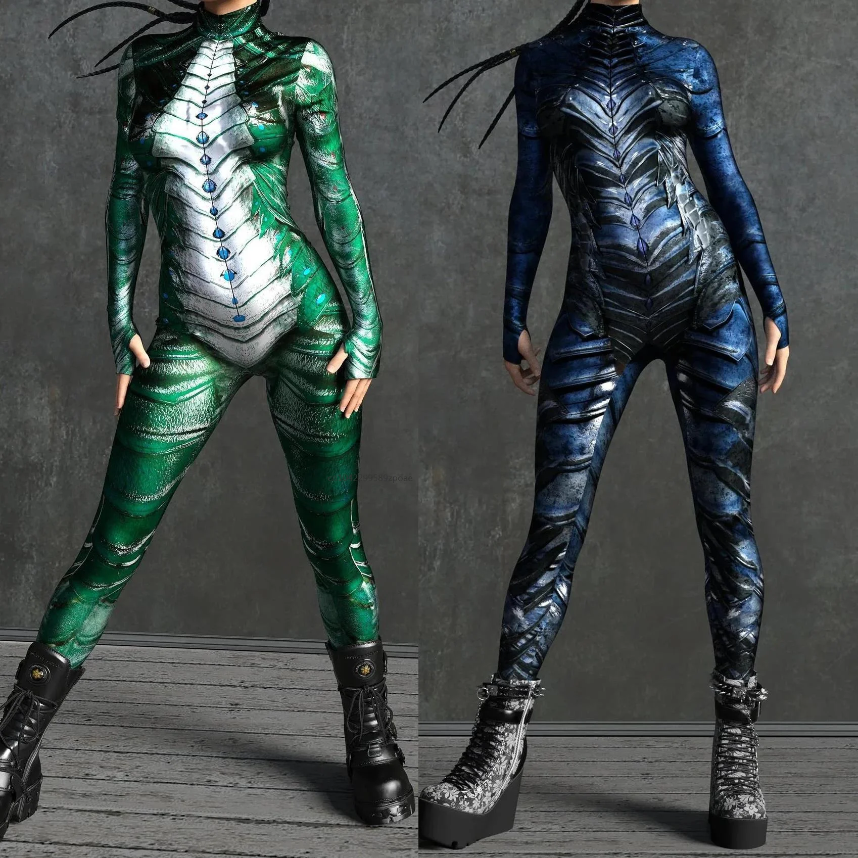 Horror Monsters Armor Skin Cosplay Traje para Mulheres, Bodysuits Punk, Macacão Elástico, Traje de Festa, Desempenho Fantasia, Zentai