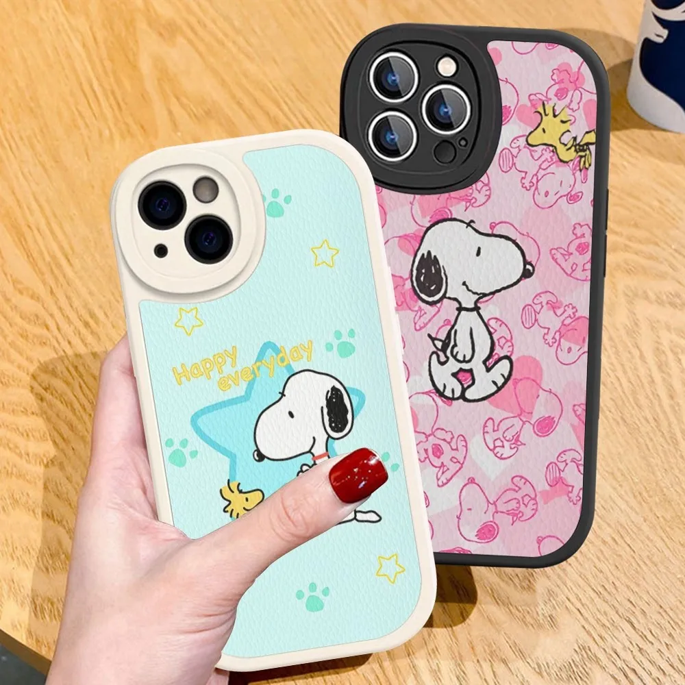 

Cartoon S-Snoopys-Dog Mousepad Hard Leather For iPhone 14 13 12 Mini 11 14 Pro Max Xs X Xr 7 8 Plus 6 6s