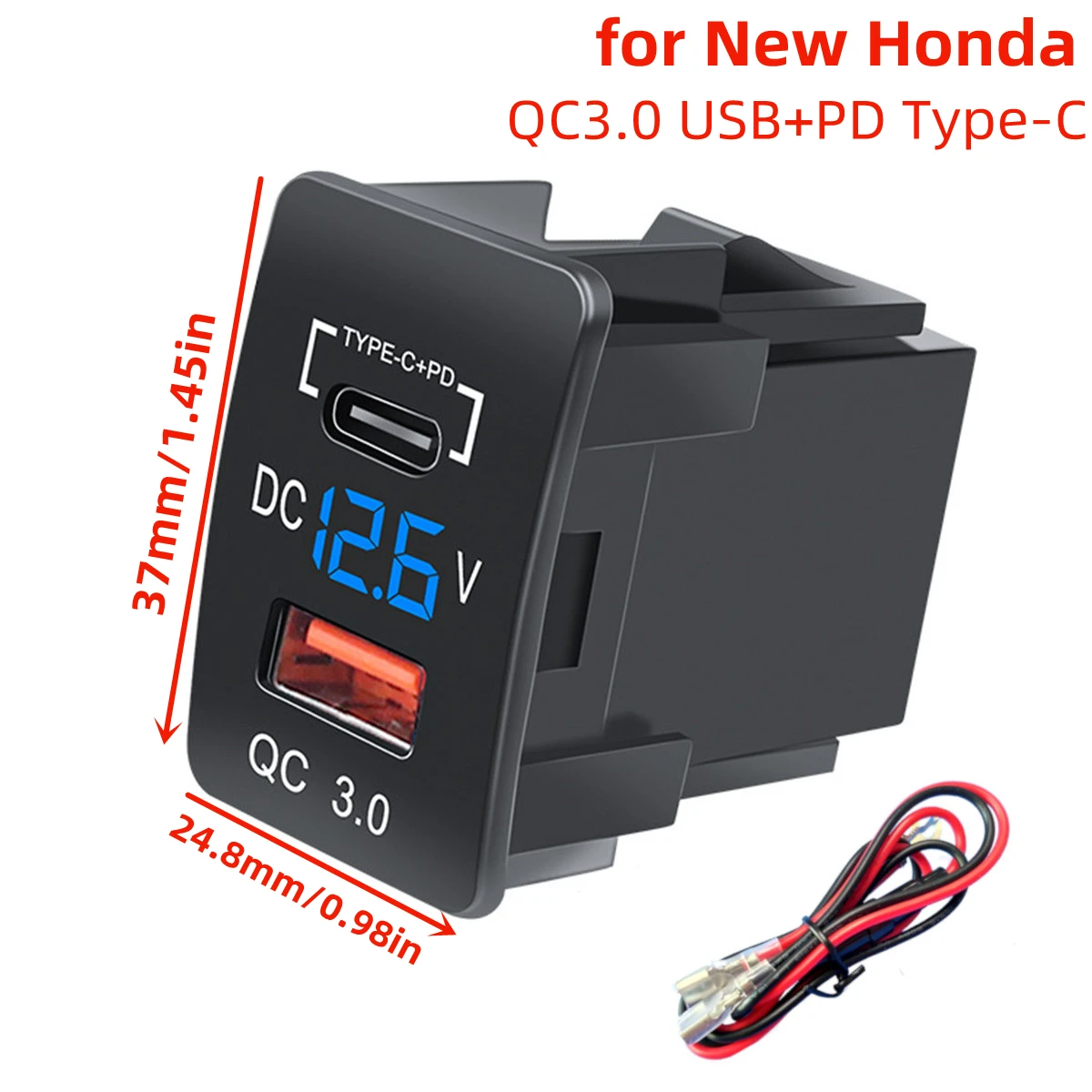 Ładowarka samochodowa 25x37mm QC3.0 USB PD Type-C Gniazdo szybkiego ładowania dla nowej Hondy Accord Civic City Fit HR-V CR-V Odyssey