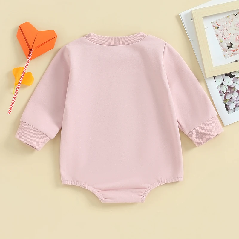 

Newborn Baby Girl Romper Clothes Long Sleeve Round Neck Letter Embroidery Sweatshirt Bodysuit Cute Infant Outfits