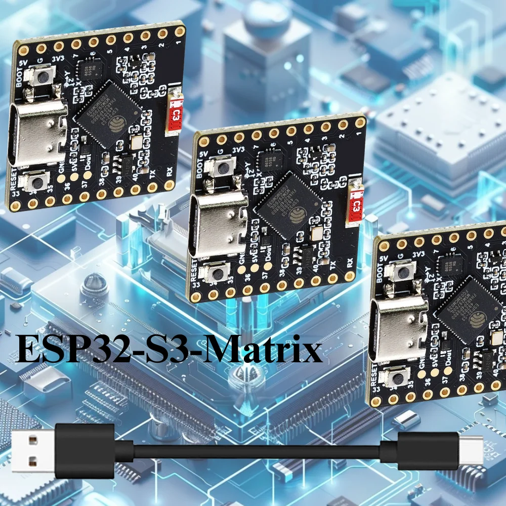 ESP32-S3 8x8 RGB LED Matrix Development Board 2.4GHz WiFi BLE Wireless Module ESP32-S3 QMI8658 240MHz 32-Bit Dual Core 2MB PSRAM