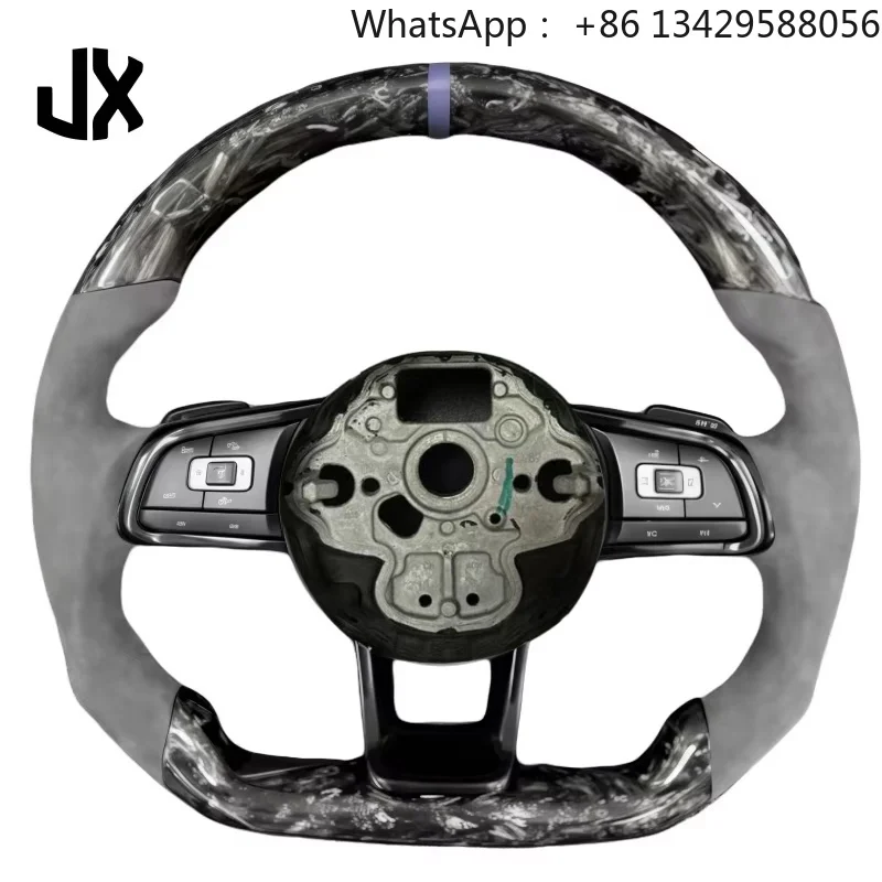 Purple Stripes Forged Carbon Fiber Steering Wheel for Volkswagen VW Golf 5 MK6 MK7 MK8 Jetta Passat MK5 MT GTI