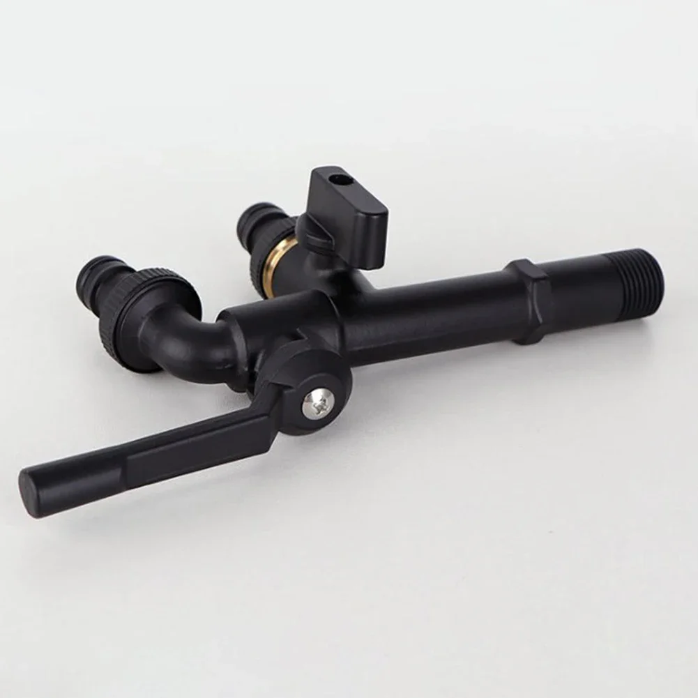 Copper Faucet Double Head Faucet Watering Tasks 1 2 Inch Interface Leak-Proof Seal Versatile Hose Connection For Laundry
