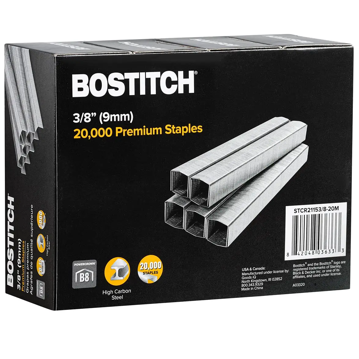 

3/8 Inch Length Staples 20000 Pack Powercrown B8 Type for Heavy Duty Stapler
