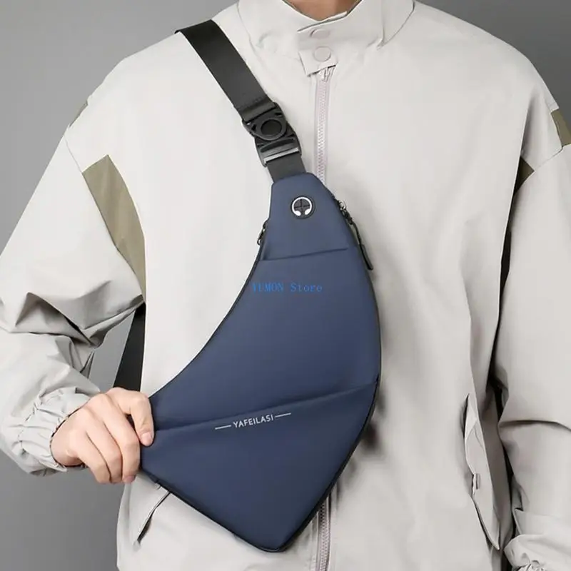 D0UD Mens Shoulder Sling Bag Large Capacity Crossbody Chest Bag Backpack with Earphone Hole Casual Waterproof Travel Purse
