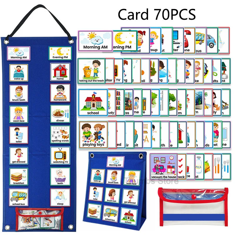 

Kids Visual Schedule Toddler Montessori Toys Learning Educational Time Activity Set Good Habits Training Games For 3-6 Years Old