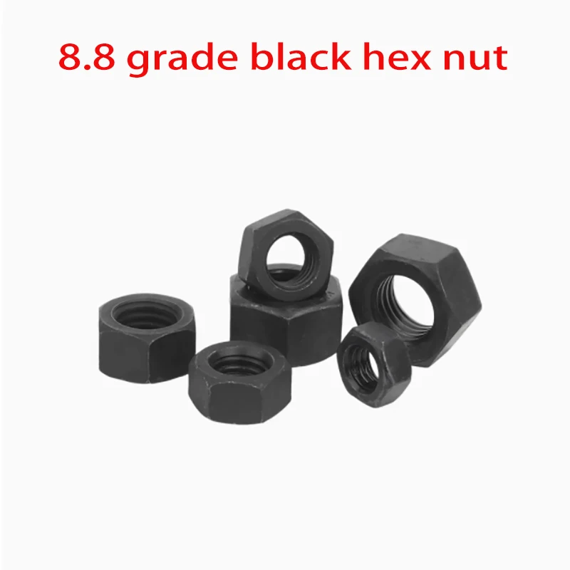 8.8 Grade Black Hexagon Hex Nuts M2 - M30 Oxide Carbon Steel Metric Hex Nuts