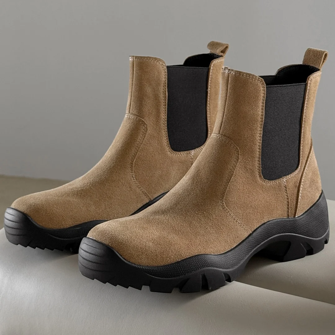 

Женские осенние ботильоны «Челси» из натуральной замши, эластичные лоскутные слипоны, короткие ботильоны на толстой подошве на платформе и плоской подошве, короткие ботильоны в стиле панк