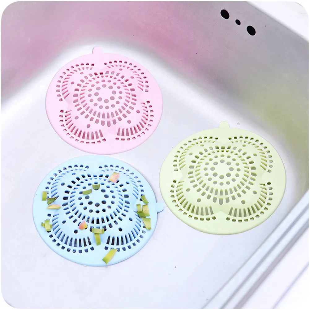 Circular Silicone Kitchen Filter Green Hair Catcher Sink Cover Anti-Clogging Shower Drain Trap Durable Heat Resistant