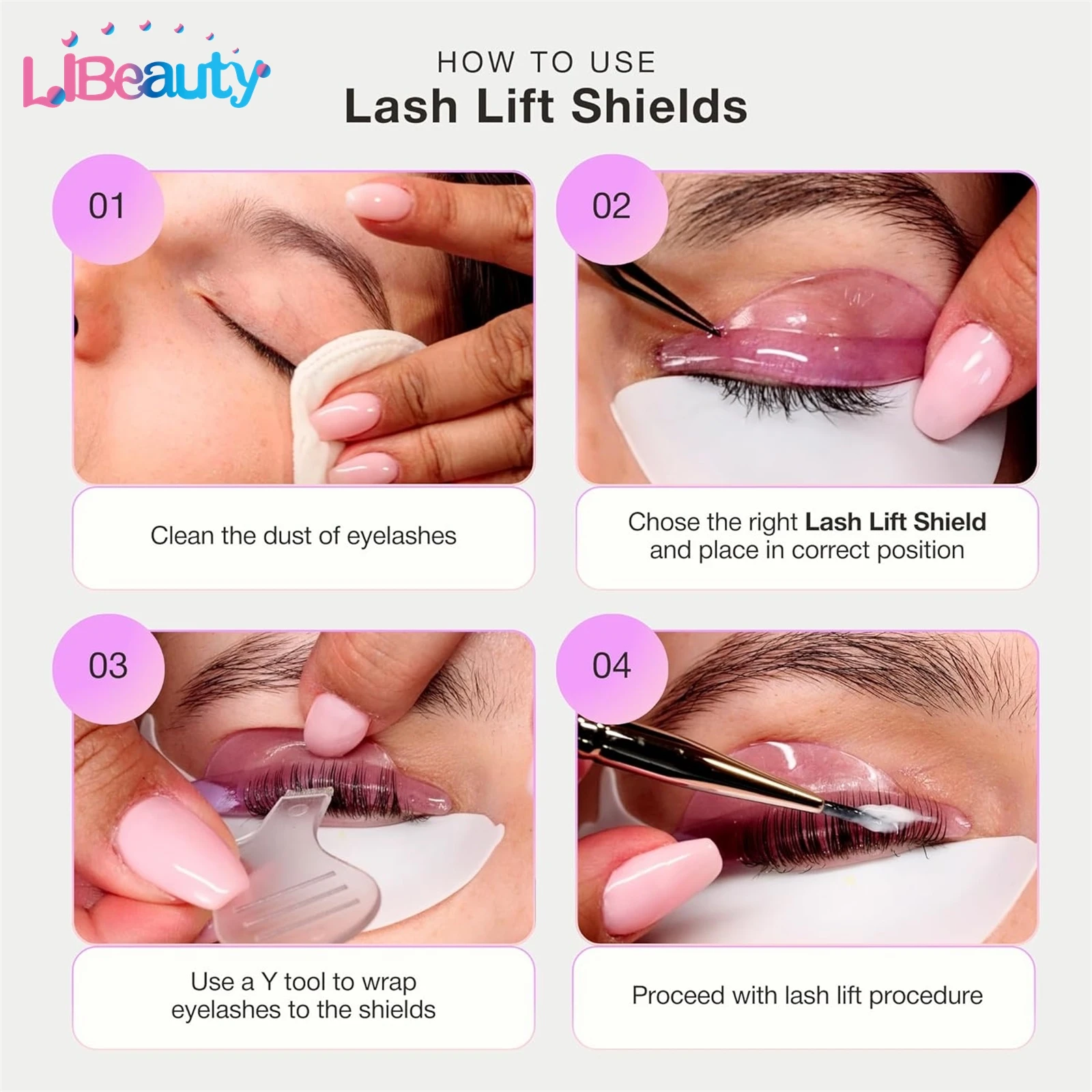 Libeauty 16個入り グルーフリー シリコン製まつげロッドパッド 粘着性まつげリフトシールド リフティング3Dまつげカーラー メイクアップツール＆アクセサリー