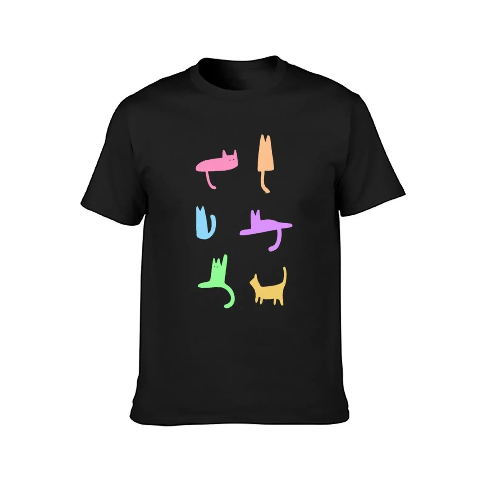 Doodle Cats Color+Black T-Shirt boys animal print cute tops t shirts for men cotton