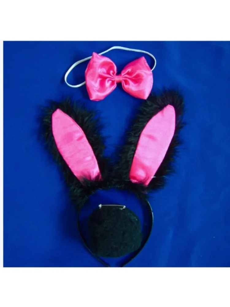 

PESENAR Three-piece outfit includes bunny ears headband bow Bunny tail cosplay suitable for party party dress up