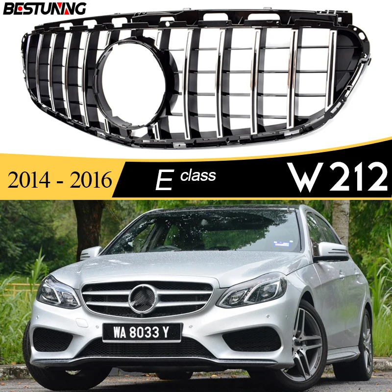 

E W212 Facelifted Grill Black Panamericana GT Front Grille for Mercedes E Class 2014 - 2016 4-Door Sedan W212 5-Door Estate S212