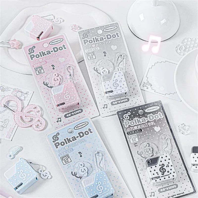 Set de Mini Engrapadora Cuadrada Kawaii con Diseño de Ondas, Herramienta de Papelería para Planificador, Regalo Escolar, Suministros de Oficina, Papelería Linda para Estudiantes