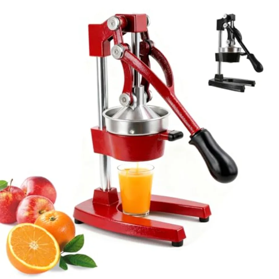 Espremedor Manual de Cítricos de Aço Fundido Reforçado para Laranja e Limão, Extra Grande, Comercial, Fácil de Limpar, com Copo de Aço Inoxidável