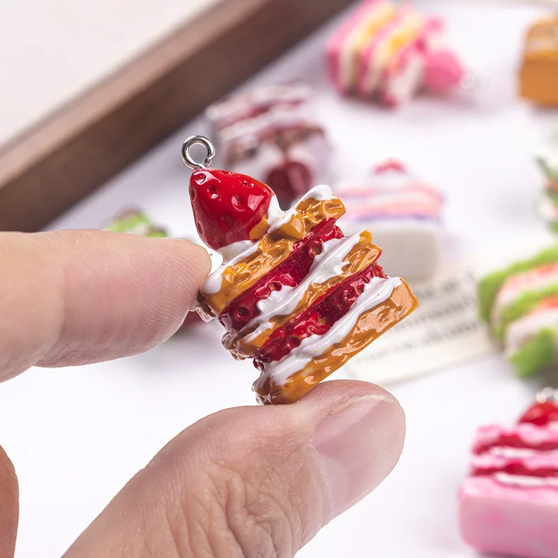 10Pcs Resin 3D Pastry Charm Kawaii Foodie Jewelry Finding for DIY Craft Keychain Phone Strap & Purse Accessory - view 3