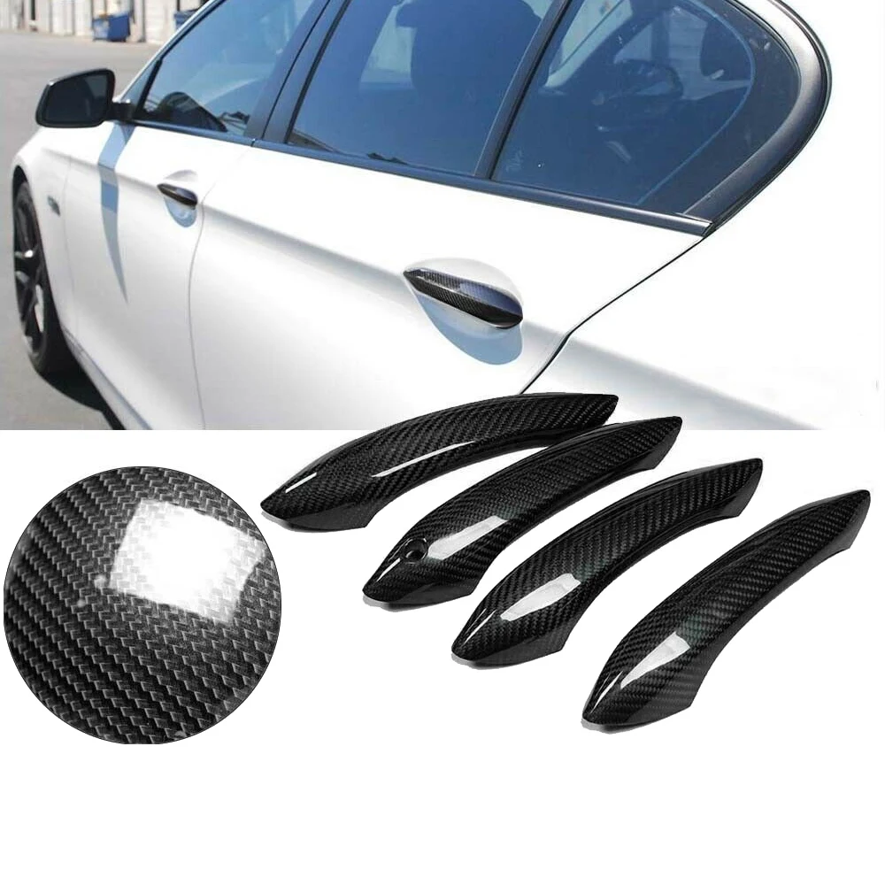 Real Carbon Fiber Outside Exterior Door Handle Protector Cover Trim For-BMW 5 6 7 Series F07 F10 F11 F06 F12 F13 F01