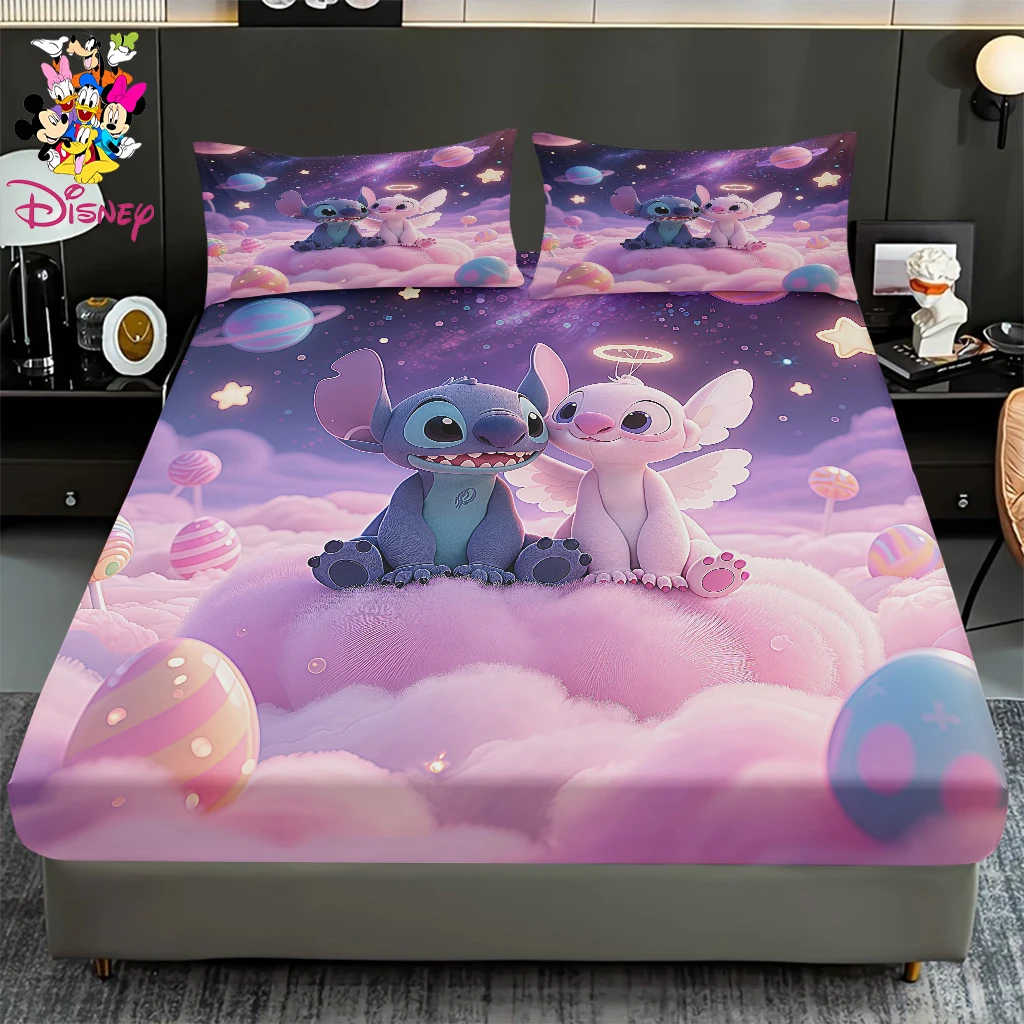 2/3 قطعة مجموعة ألواح ديزني ستيتش والملاك المجهزة، موضوع سحابة السماء المرصعة بالنجوم، مناسبة لغرف النوم المنزلية/غرف الضيوف/المهاجع