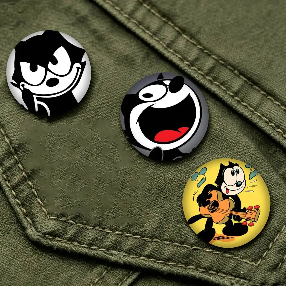 C-Cute C-artoon FelixES Cat 25 32 44 58 75mm Badges Personalized Round Brooches Pins Accessory Gift