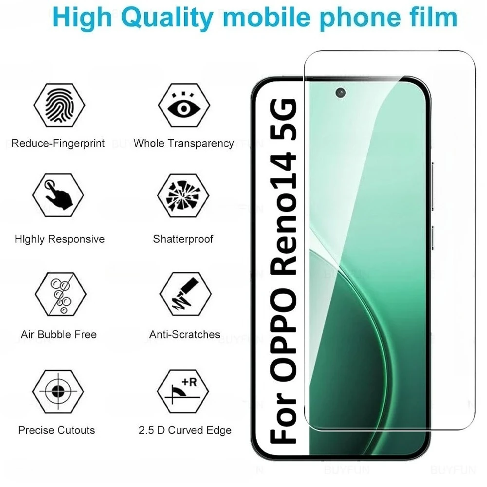 3Pcs Glass for Oppo Reno14 5G Tempered Glass on OPPO Reno 14 Pro 14 F 14F 14Pro Reno14F Reno14Pro Screen Protector Case Friendly
