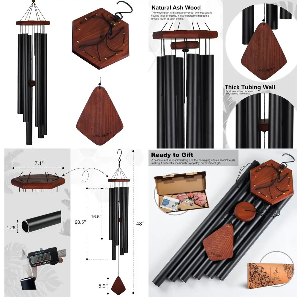 

Большие ветровые колокольчики глубокого тона на открытом воздухе — 46-дюймовые садовые колокольчики с изменением движения для продажи