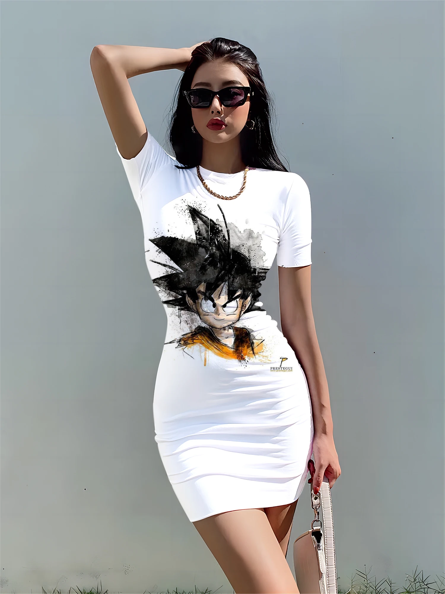 Y2k Dress Cartoon Zevity Fashion Vegeta Sexy Elegant Dresses for Women Dragon Ball Z Goku Woman Summer 2024 Sensual Bodycon Goku