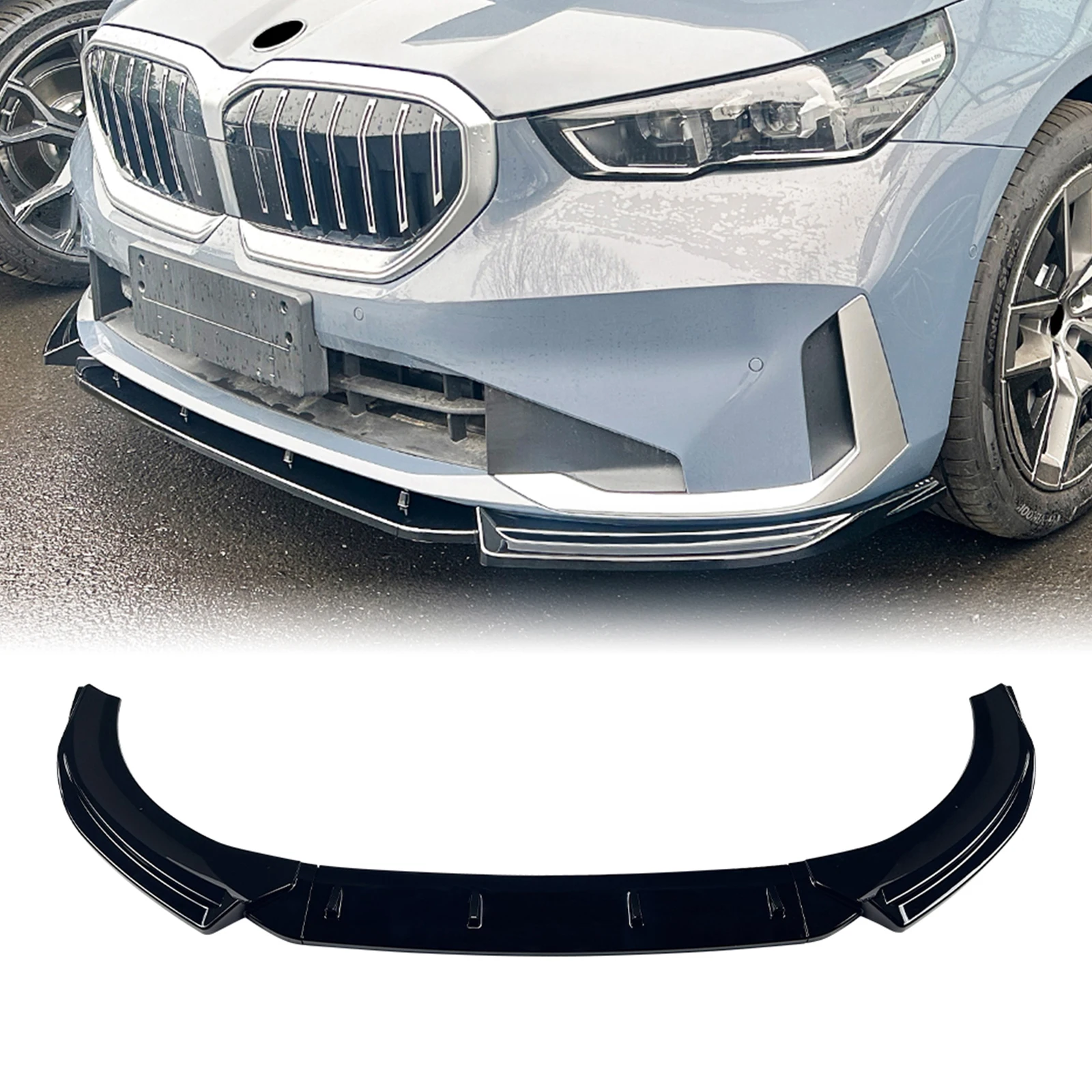 

For BMW 5 Series G60 G61 2024-25 525i 530i 540i Standard Version Front Bumper Spoiler Lip Carbon Fiber Look/Gloss Black Splitter