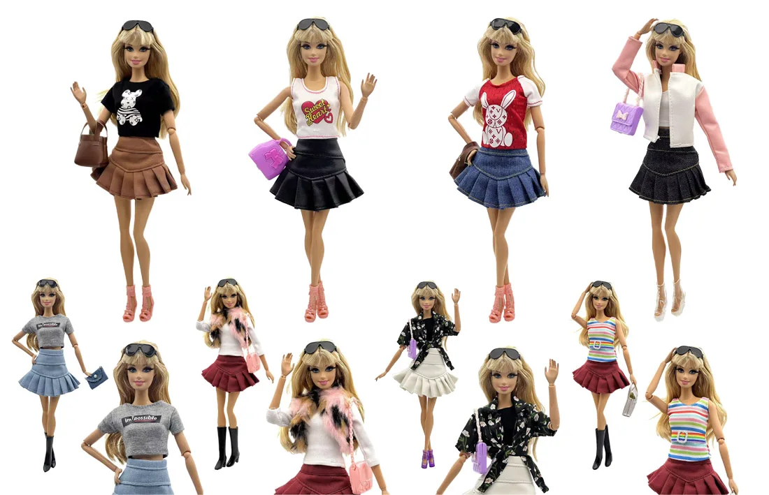 

1 комплект тканевых аксессуаров для кукол, модная летняя повседневная одежда, платье + обувь для куклы 11,5 дюймов, 30 см, подарок на день рождения для детей