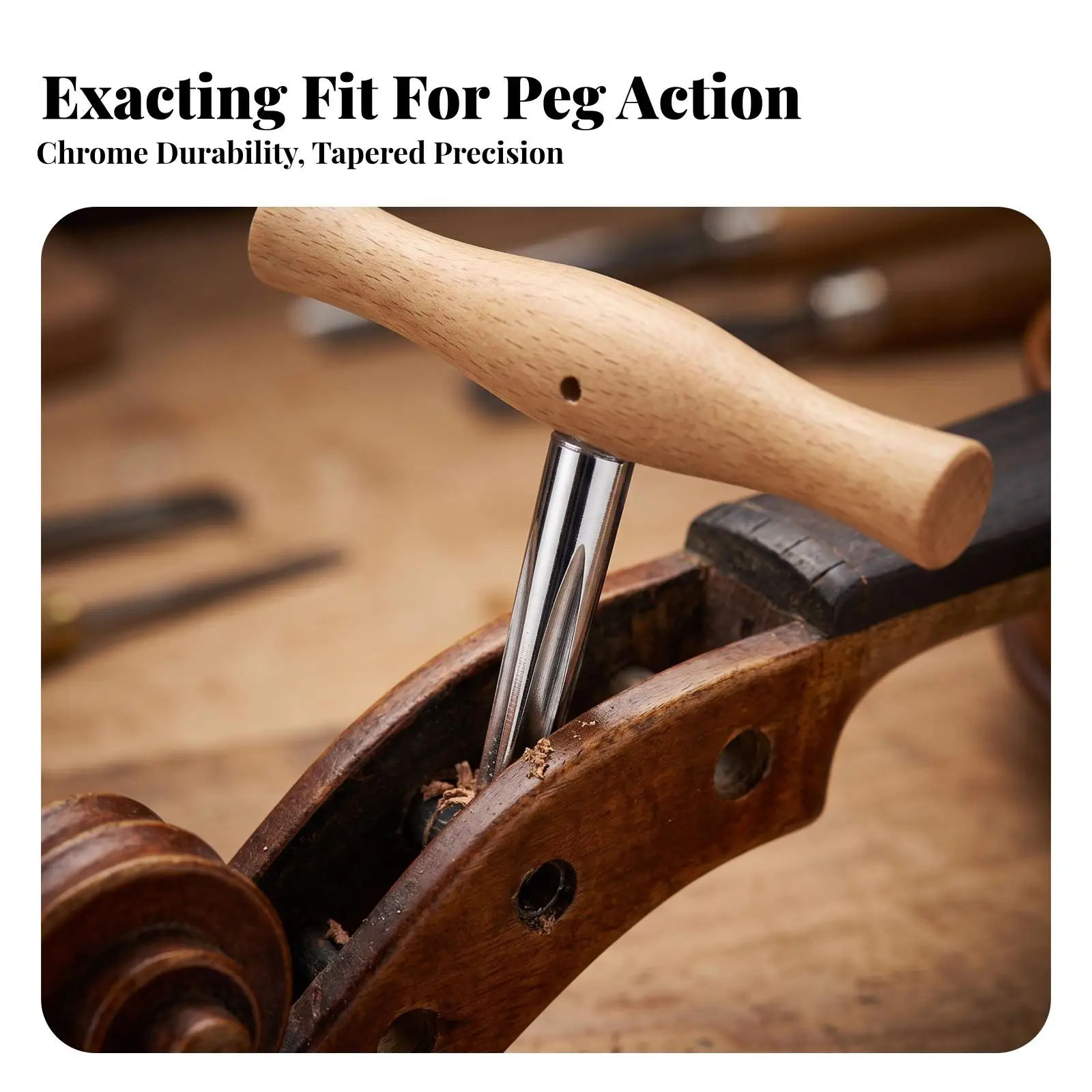 Tapered Broacher with Wooden Handle | Instrument Maintenance, Peg Hole broacher, for Repair Benches