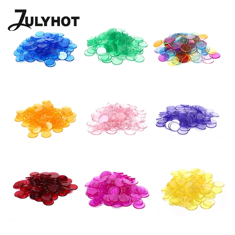 100pcs 19mm Poker Chips Count Bingo Chips Bingo Game Cards Plastic for Games