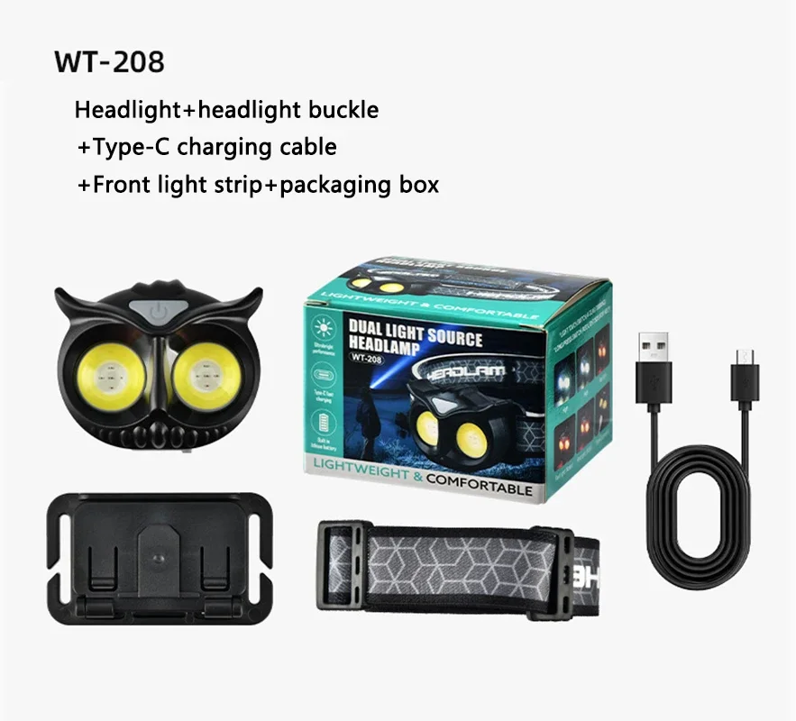 LH-208/209 LiitoKala Owl Headlamps - Compact LED Lights Suitable for Outdoor Activities, Supports 1.2V & 1.5V Batteries