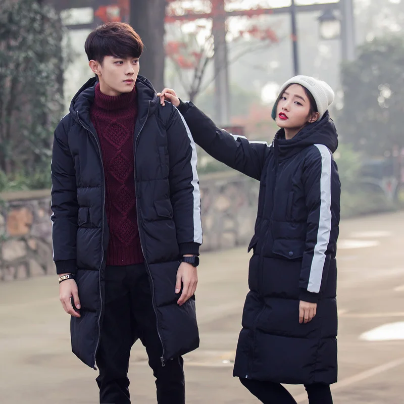 

Парные утепленные хлопковые куртки для мужчин: молодежное зимнее пальто средней длины в корейском стиле для студентов