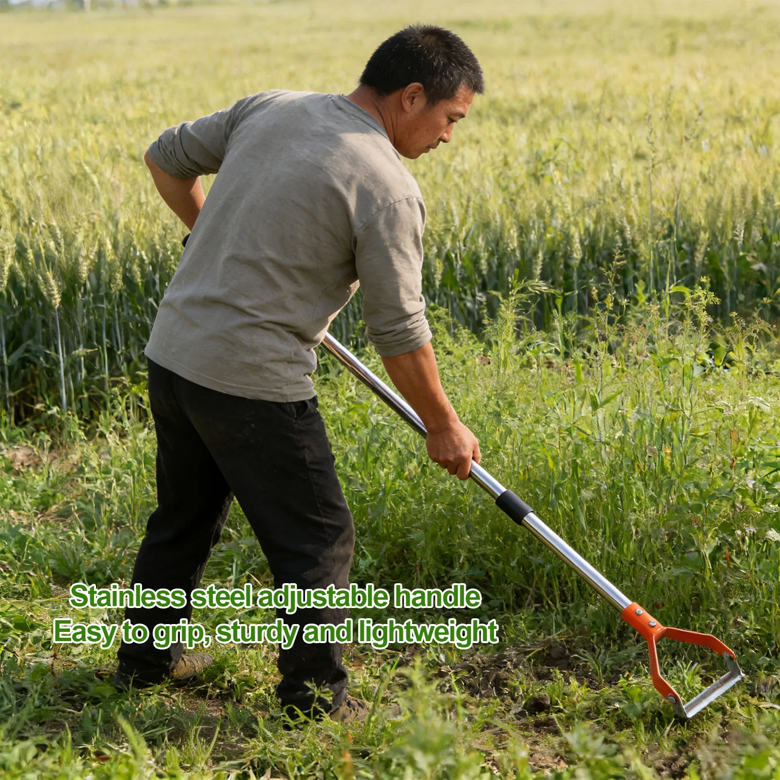 Garden Stirrup Hoe Scuffle Hoe Stirrup Hoe Garden Hoe Heavy Duty Carbon Steel Efficient Scuffle Loop Hoe for Weeding Gardening