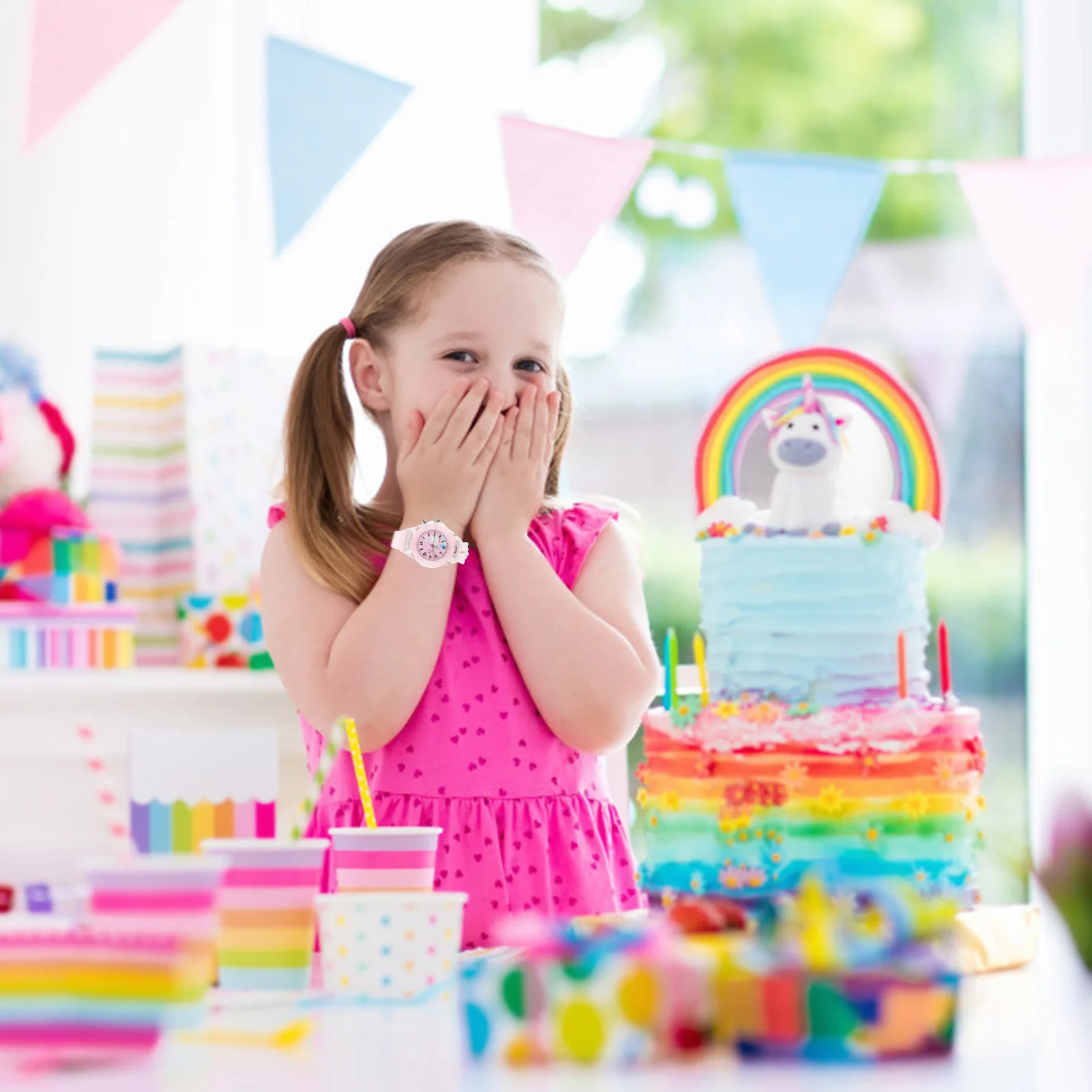 قطعة واحدة من ساعة LED الليلية المتوهجة لتصميم الرسوم المتحركة على شكل أرنب مضيئة مقاومة للماء هدية تعلم الوقت لعيد ميلاد الطلاب #2