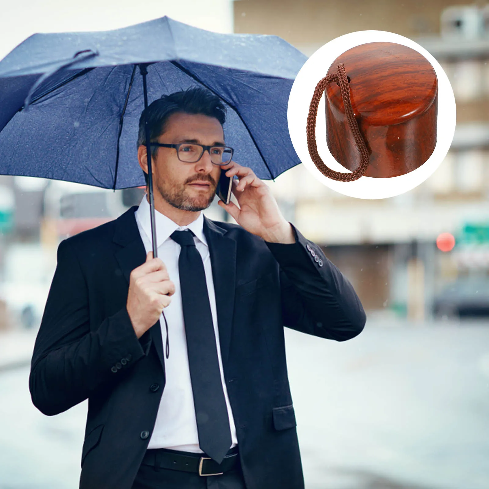 

Sturdy Wearresistant Umbrella Handle Imitation Wood Grain Simple Color Comfortable Grip Daily Use Uv Umbrella Handle Grip