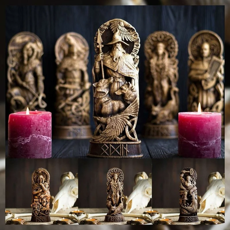 

Hero Idol Imitation Wood Carving Resin Resin Artifact Mythical Decoration Pieces Thor Gods Household Decorative Sculpture Statue