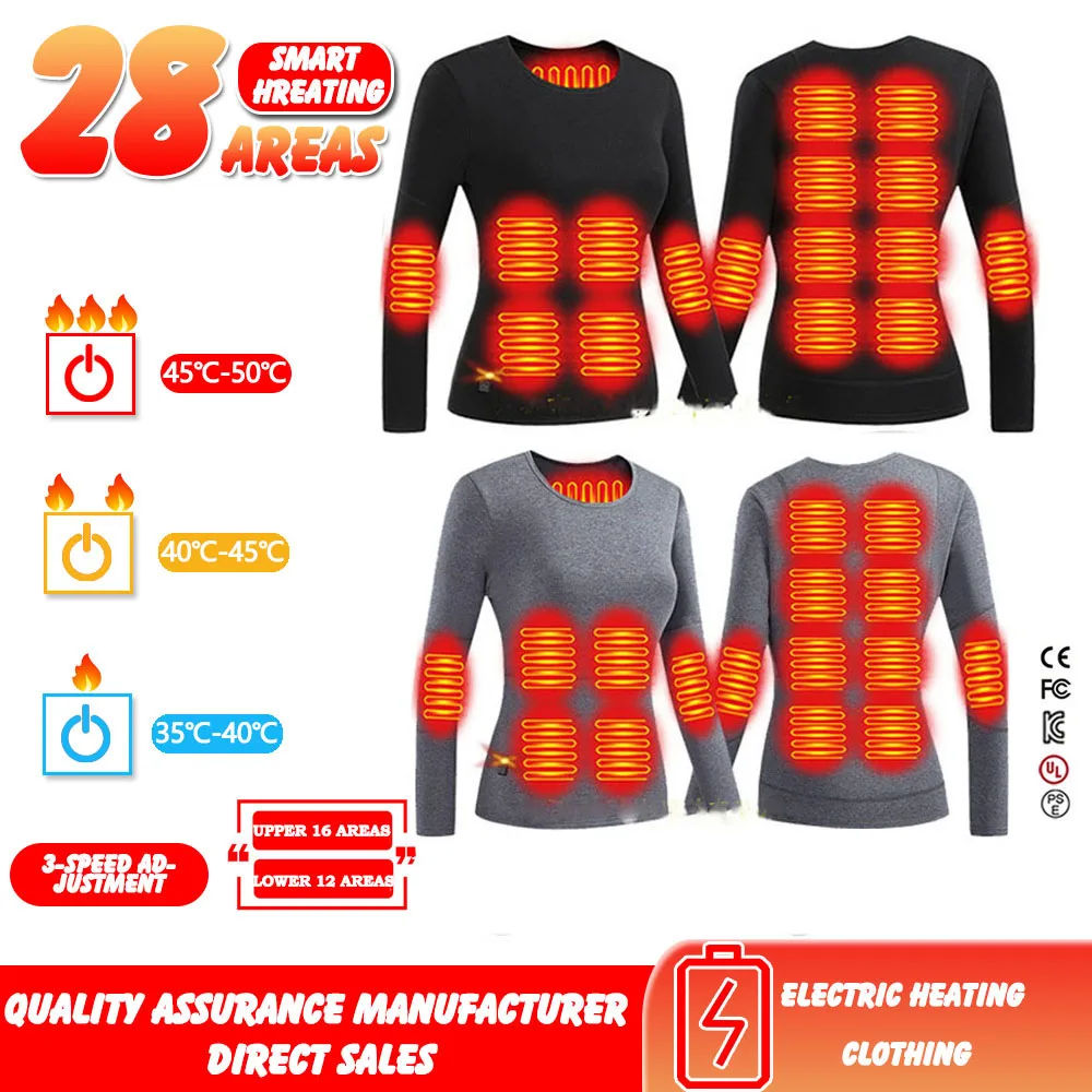 Electric Heating Underwear Lightweight Intelligent Three Levels Temperature Regulation Long Sleeved Men's Women's Underwear