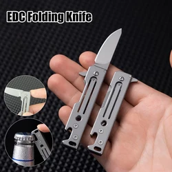 Quick Open Folding Knife Edge Fruit Knife Stainless Steel Knife Lightweight Keychain Bottle Opener Gadget EDC Self-defence Tool