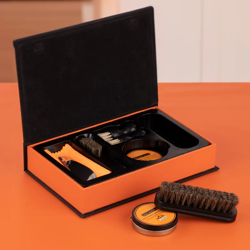 

9 Pieces Horse Hair Brush Shoe Shine Set Leather Goods Care Oil Polishing Dust Removal Shoe Polish Shoe Brush Maintenance Oil