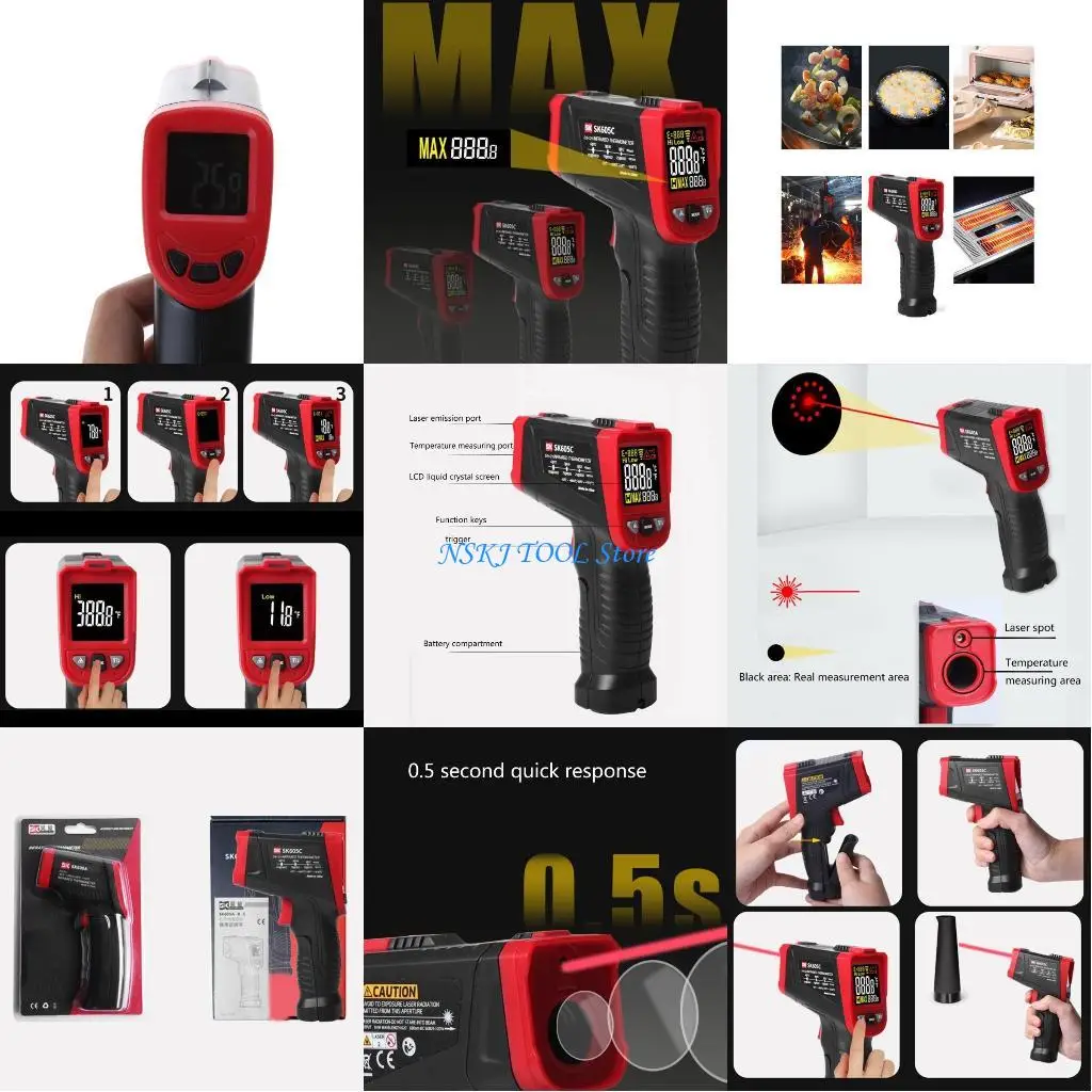 

L8RC Digital Thermometer -50~880℃ Thermometer Non-Contact Pyrometer