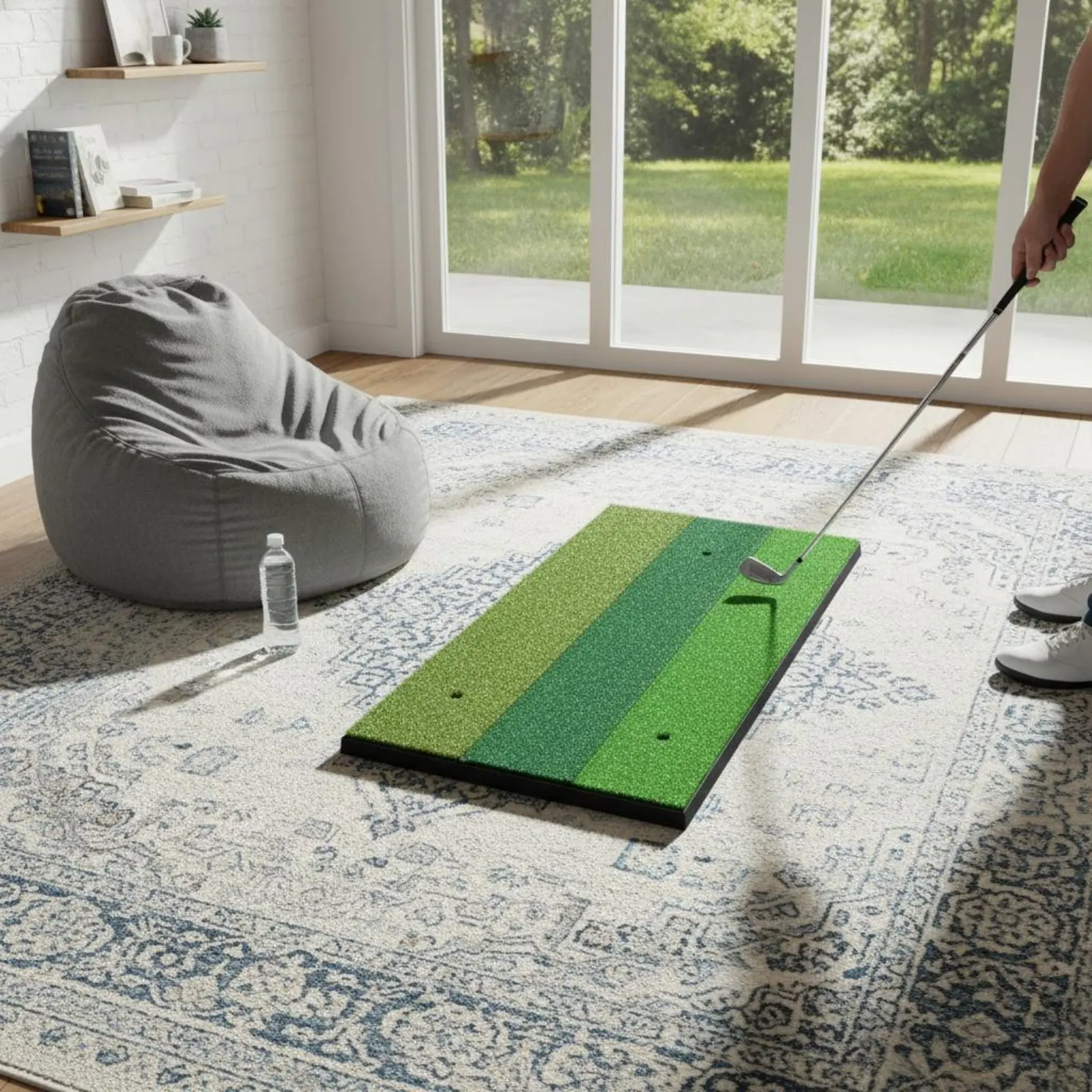 

Мини-коврик для тренировки паттинга с нескользящим SBR-основанием, тренировочный коврик для отработки ударов, долговечный, с искусственной травой из полипропилена, спортивный инвентарь для начинающих