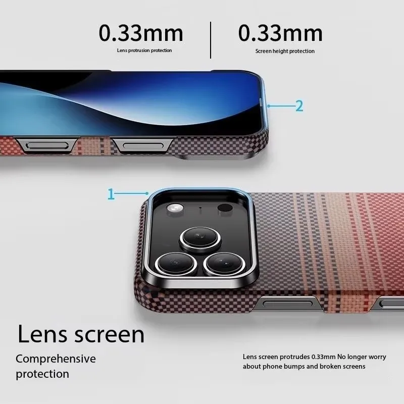 100% Luxury Kevlar Aramid Carbon Fiber Case For iPhone 16 17 Pro Max 17 16 Pro Magsafe Cover Magnetic Ultra-Thin Phone Back Case