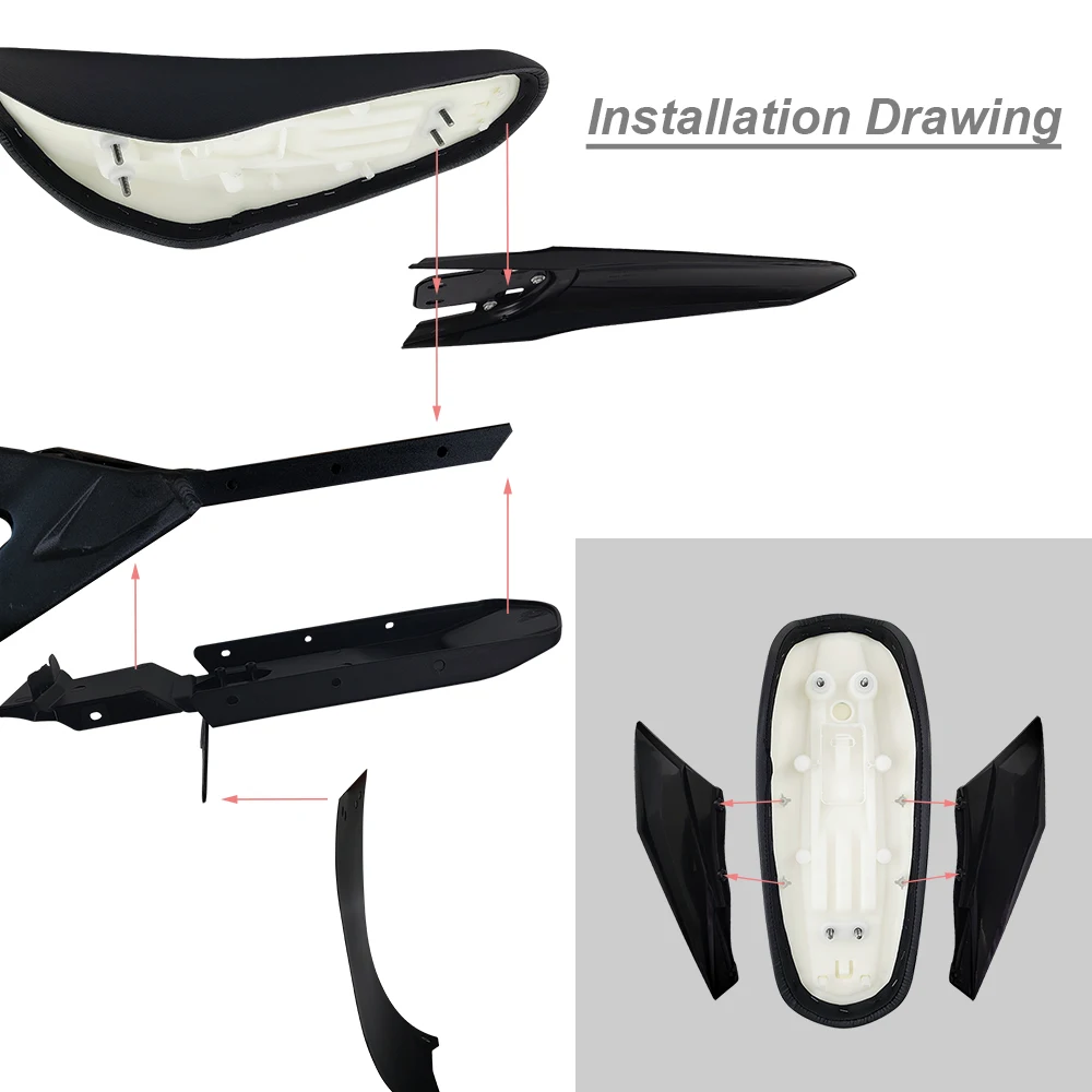 Kunststoffset der zweiten Generation, passend für Light Bee X und S. Modifizierter Sattel, hinterer Kotflügel, hinterer Seitenspatflügel und hinten