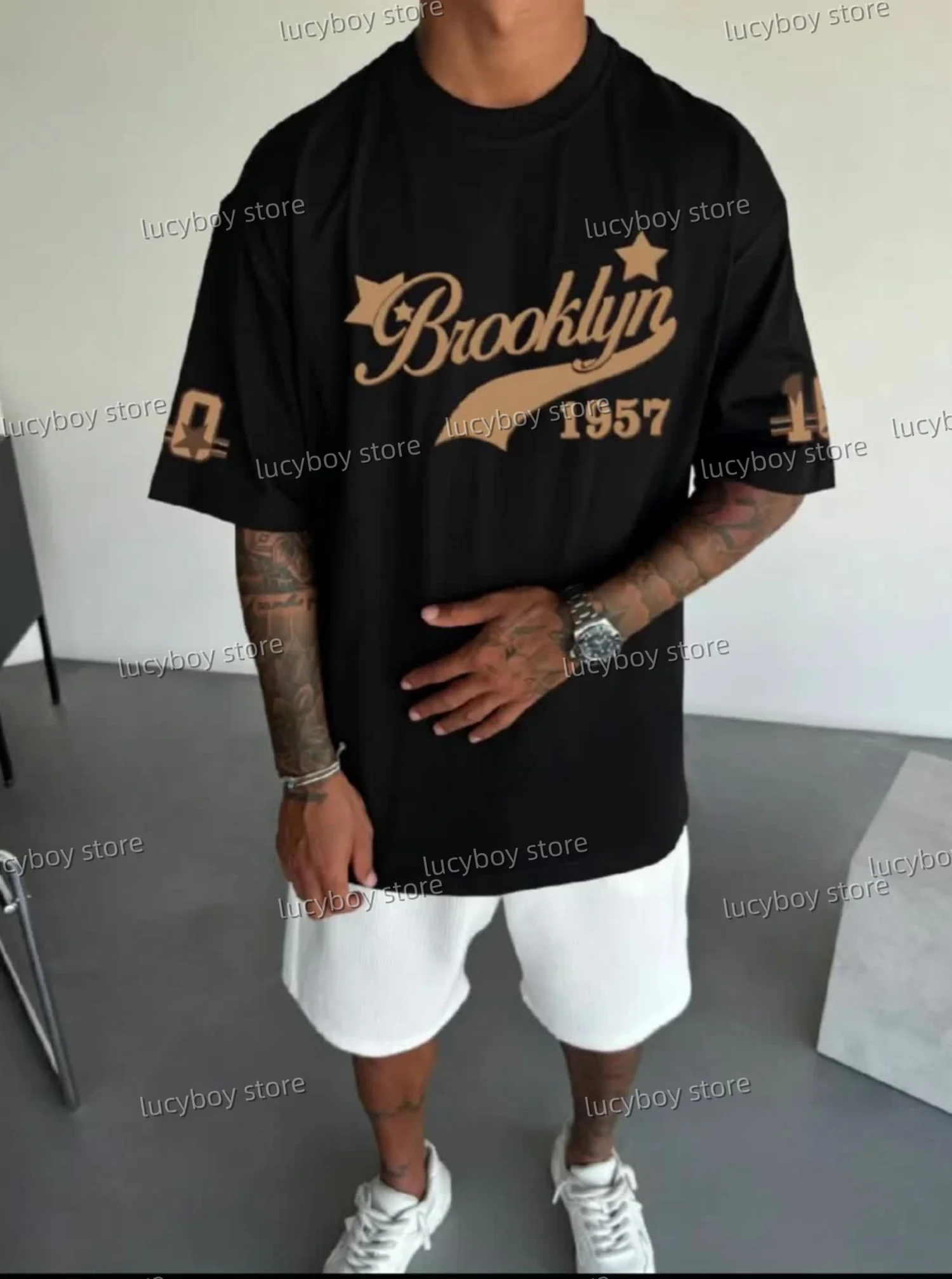 

Summer Men's Latest Polyester Fiber Unisex Brooklyn 1957 t-shirt Men Round Neck Short Sleeved Casual Lightweight Sports Jersey