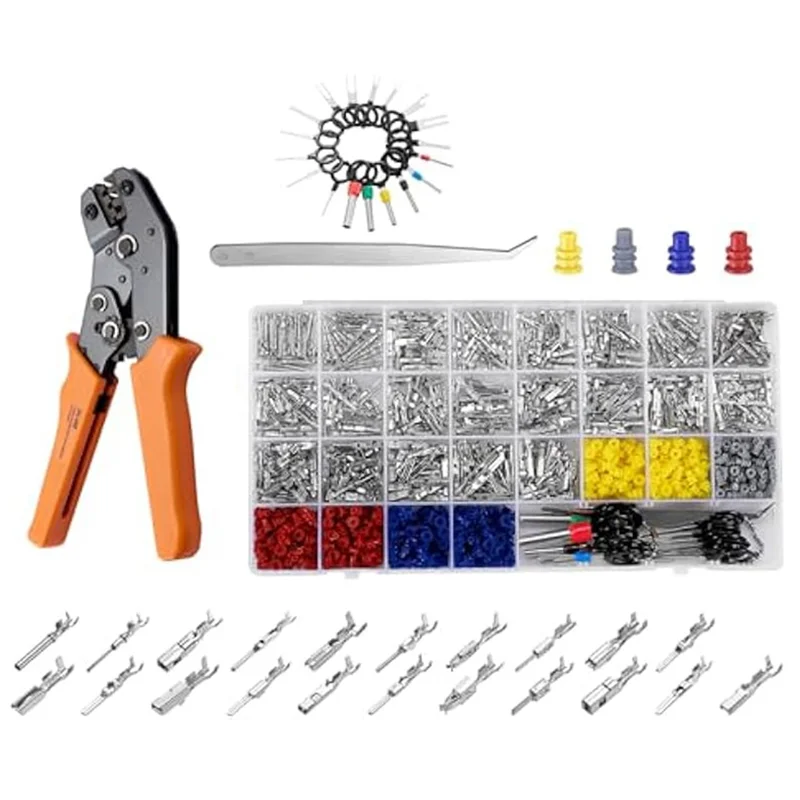 

Firmly Non-Insulated Plug 945Pcs Pin Connector Kit, Car Electrical Wire Connectors Terminal Pins, 21 Type 1/1.5/1.8/2.2/2.8/3.5M