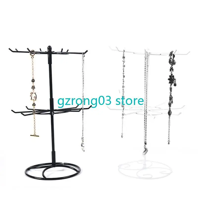 

127C 2-Tier Rotary-Jewelry Stand Rack Earrings Necklace Display Holder